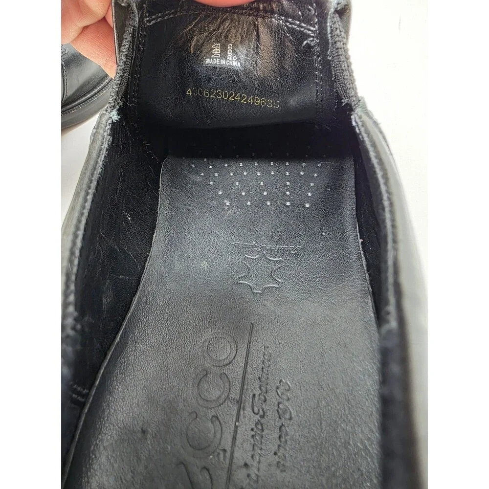 ECCO Helsinki Slip-On Loafer Black Dress Shock Point Shoes Mens Sz US9/EU43